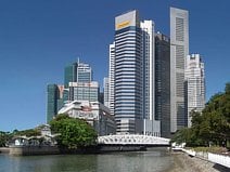 photo de Raffles Place qui est le centre du quartier d’affaire de Singapour
