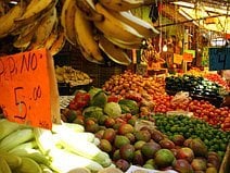 photo des étalages de légumes du marché de Guanajuato
